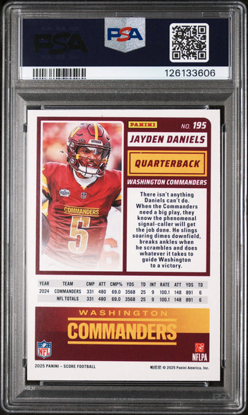 Jayden Daniels - 2025 Panini Score Red Zone PSA 8 09/20