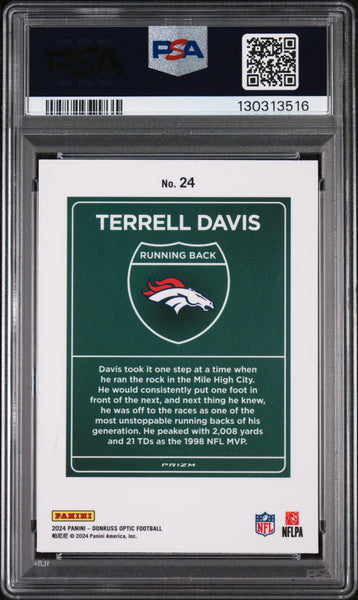Terrell Davis - 2024 Panini Donruss Optic Downtown! PSA 9