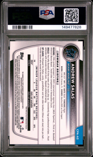 Andrew Salas - 2025 Bowman Chrome Prospect Autographs PSA 9