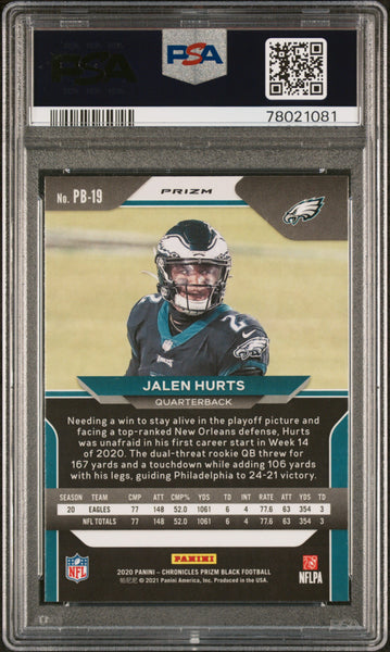 Jalen Hurts - 2020 Panini Chronicles Prizm Black Silver PSA 9