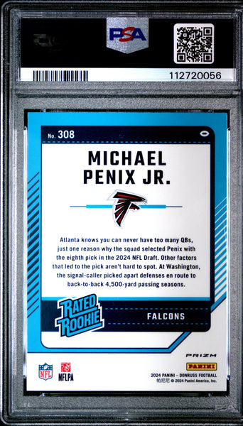 Michael Penix JR. - 2024 Panini Donruss Optic Preview Red Wave PSA 10