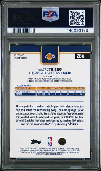 Adou Thiero - 2025 Topps Chrome Purple Raywave PSA 9 33/75