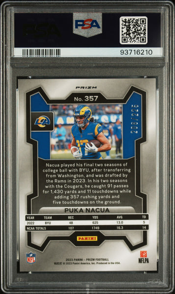 Puka Nacua - 2023 Panini Prizm Purple Ice PSA 10