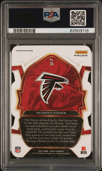 Desmond Ridder - 2022 Panini Select Die Cut Black Green Prizm PSA 10