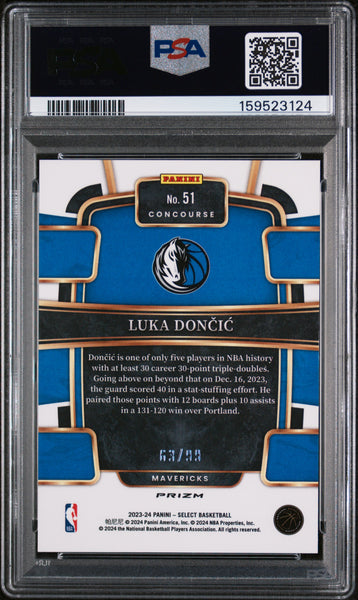 Luka Doncic - 2023 Panini Select Blue Flash 63/99 PSA 9