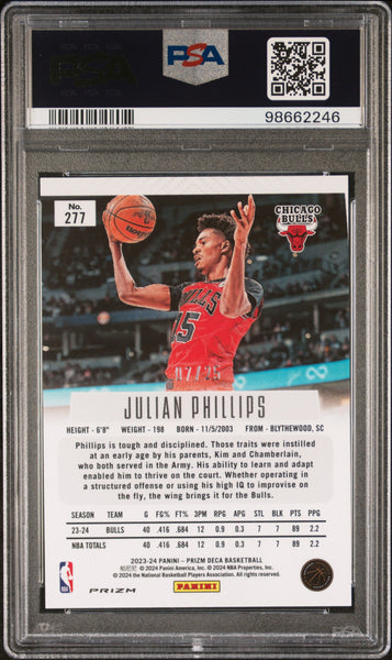 Julian Phillips - 2023 Panini Prizm Deca Basketball Mojo PSA 9