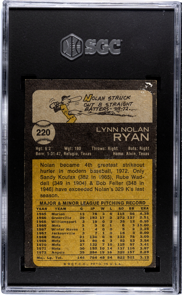 Nolan Ryan - 1973 Topps #220 SGC 2