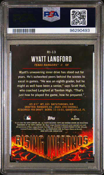 Wyatt Langford - 2024 Bowman Rising Infernos Mini Diamond PSA 10 /150