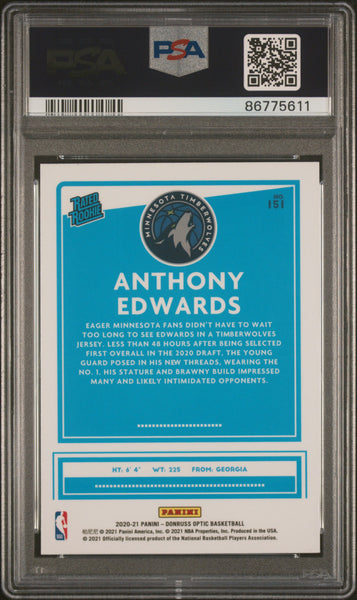 Anthony Edwards - 2020 Panini Donruss Optic Rookie #151 PSA 10