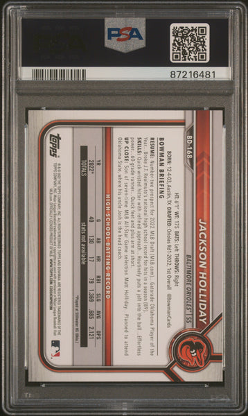 Jackson Holliday - 2022 Bowman Draft PSA 10