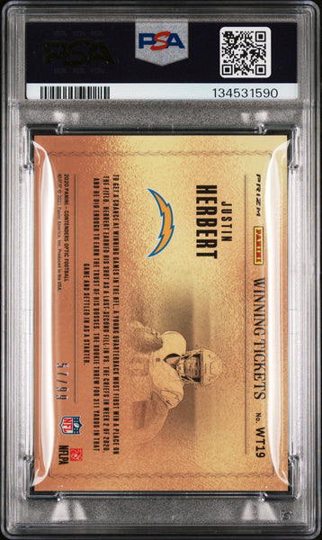 Justin Herbert - 2020 Contenders Optic Winning Tickets Blue Rookie 57/99 PSA 10