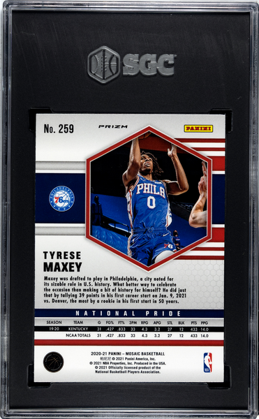 Tyrese Maxey - 2020 Panini Mosaic National Pride Gold Wave Prizm SGC 10