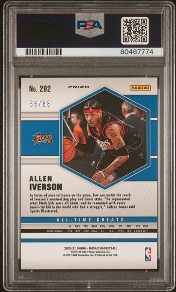 Allen Iverson - 2020 Panini Mosaic Fusion Red Yellow Choice PSA 9