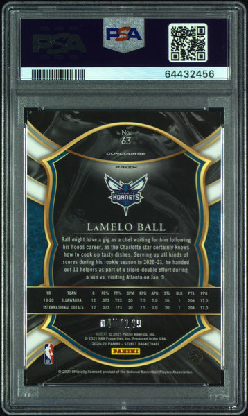 Lamelo Ball - 2020 Panini Select White Prizm Rookie PSA 9 Concourse #63