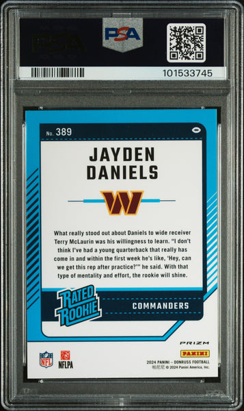 Jayden Daniels - 2024 Panini Donruss Optic Preview Red Pandora PSA 9