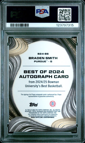 Braden Smith - 2024 Bowman University Best Best Of 2024 Autographs PSA 9