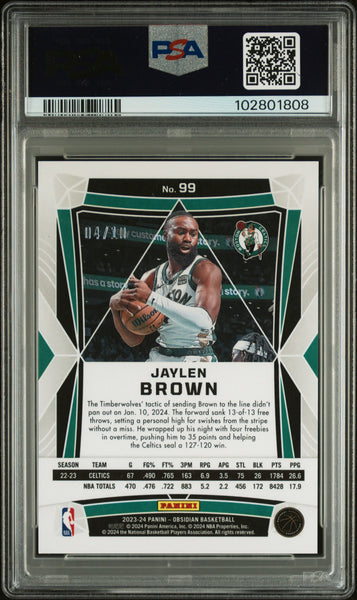 Jaylen Brown - 2023 Panini Obsidian Electric Etch Gold Flood PSA 10 04/10
