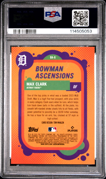 Max Clark - 2024 Bowman Chrome Bowman Ascensions Gold Ref PSA 10 12/50
