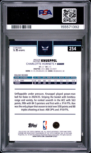 Kon Knueppel - 2025 Topps Chrome PSA 9