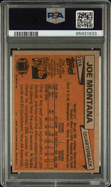 Joe Montana - 1981 Topps PSA 7