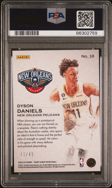 Dyson Daniels - 2022 Panini Court Kings Works In Progress Violet PSA 10 43/49
