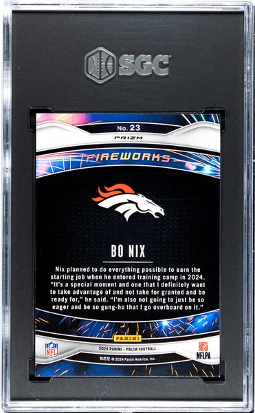 Bo Nix - 2024 Panini Prizm Fireworks Green Ice SGC 10