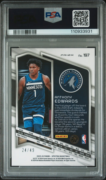 Anthony Edwards - 2023 Panini Spectra Astral PSA 9 24/49