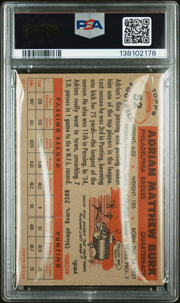 Adrian Burk - 1956 Topps PSA 6