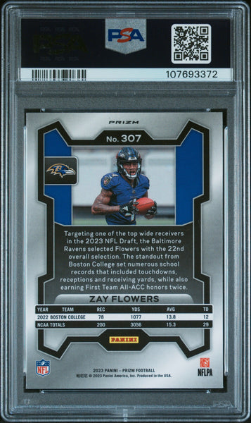 Zay Flowers - 2023 Panini Prizm Silver PSA 10