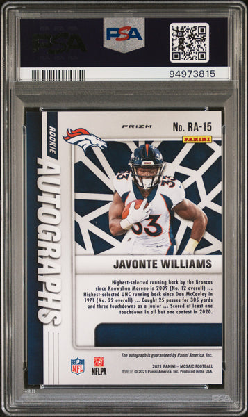 Javonte Williams - 2021 Panini Mosaic Rookie Autographs Mosaic PSA 10 rookie