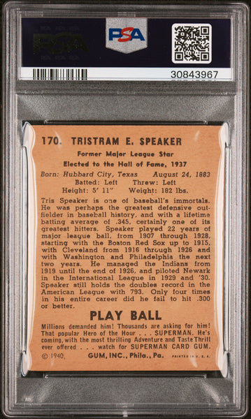 Tris Speaker - 1940 Play Ball PSA 5
