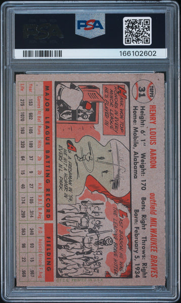 Hank Aaron - 1956 Topps Gray Back #31 PSA 4