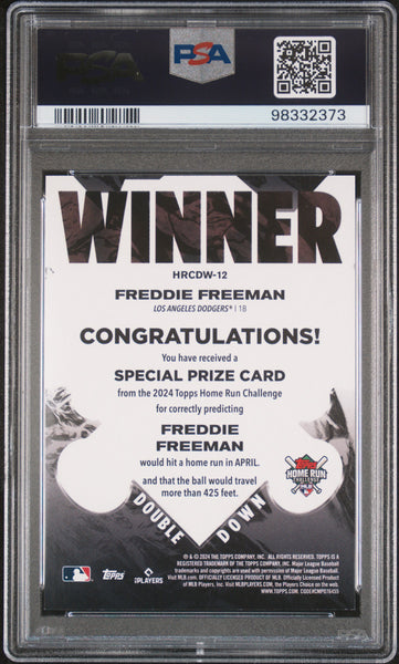 Freddie Freeman 2024 Topps Home Run Challenge Winners Double Down PSA 9 03/25