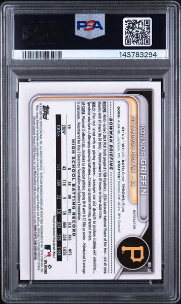 Konnor Griffin - 2024 Bowman Draft Chrome Refractor PSA 10