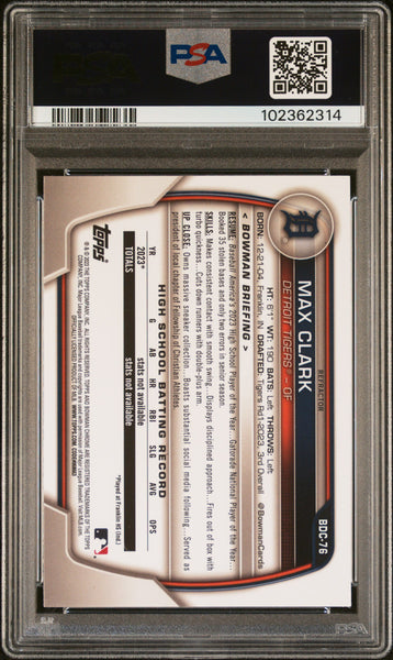 Max Clark - 2023 Bowman Draft Chrome Refractor PSA 10