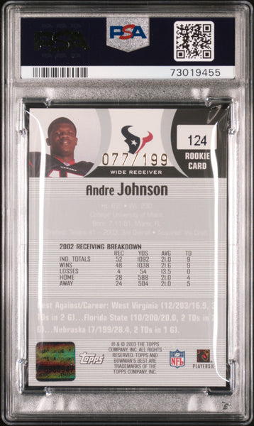 Andre Johnson - 2003 Bowman's Best Certified Autograph PSA 9 Rookie
