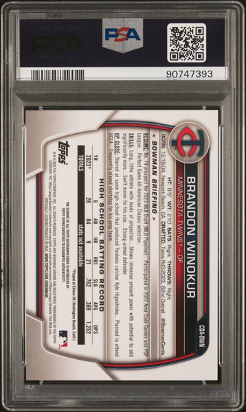 Brandon Winokur - 2023 Bowman Draft Chrome Prospect Autograph PSA 10