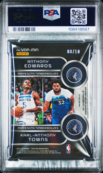 Towns Edwards - 2023 Panini Spectra Veteran Dual Patch Autographs Gold PSA 8 8/10