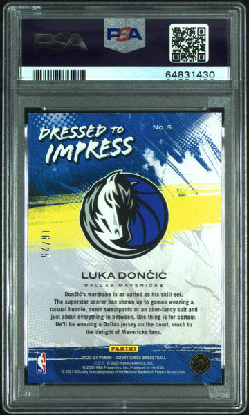 Luka Doncic - 2020 Panini Court Kings Dressed To Impress Jade PSA 8