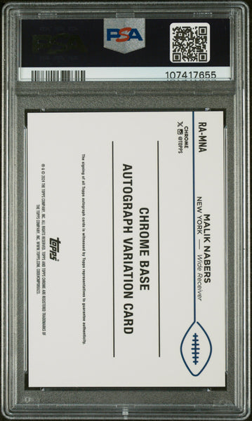 Malik Nabers - 2024 Chrome Rookie Auto Variations Aqua Sonar PSA 10 133/199