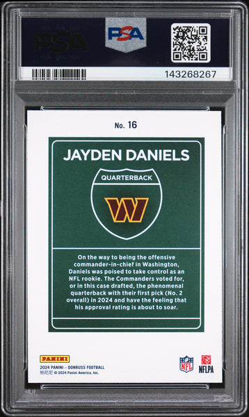 Jayden Daniels - 2024 Panini Donruss Downtown! PSA 9 Rookie