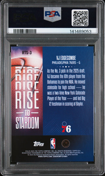 VJ Edgecombe - 2025 Topps Rise To Stardom Rnbw Flbrd PSA 9