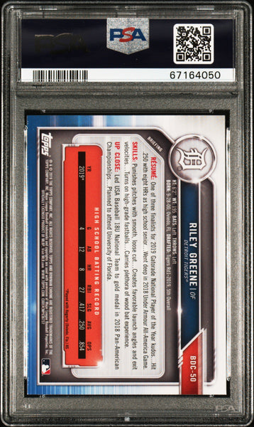 Riley Greene - 2019 Bowman Draft Chrome With Bat PSA 10