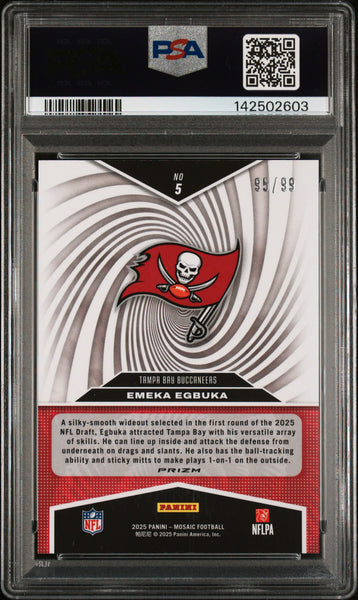 Emeka Egbuka - 2025 Panini Mosaic Storm Blue Rookie 95/99 PSA 10