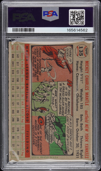 Mickey Mantle - 1956 Topps Gray Back #135 PSA 4