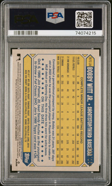 Bobby Witt JR. - 2022 Topps Silver Pack 1987 Chrome 89/150 Blue Rookie PSA 9