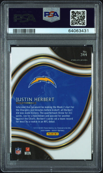 Justin Herbert - 2020 Panini Select Rookie Field Level PSA 10 #344