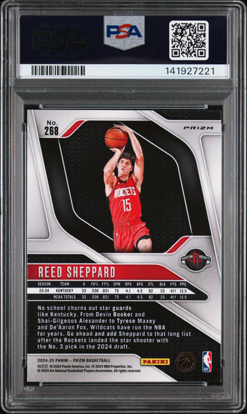 Reed Sheppard - 2024 Panini Prizm Silver PSA 9