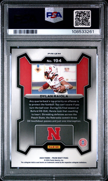 Dylan Raiola - 2024 Panini Prizm Draft Picks Green PSA 9
