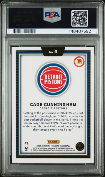 Cade Cunningham - 2024 Panini Obsidian International Black Color Blast PSA 8